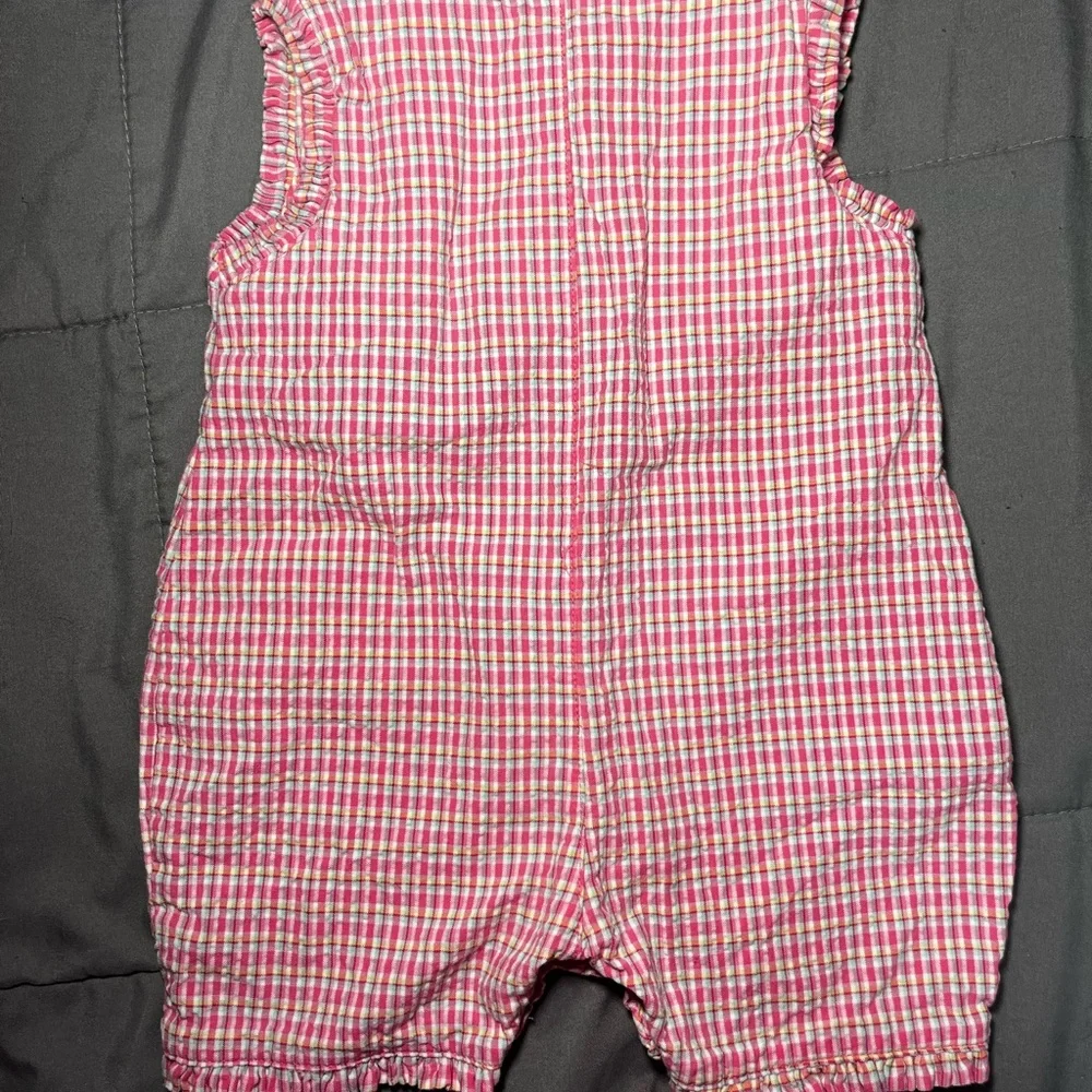 Vintage Baby B’Gosh OshKosh Romper Infant Girl 0–3M Pink Gingham‎ Strawberry
